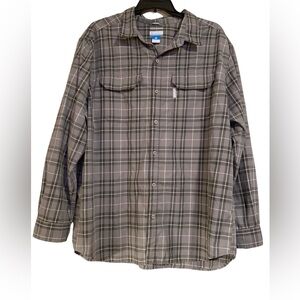 Columbia Shirt Mens XXL Plaid Gray/Grey Button Up Long Sleeve Omni-Wick shirt